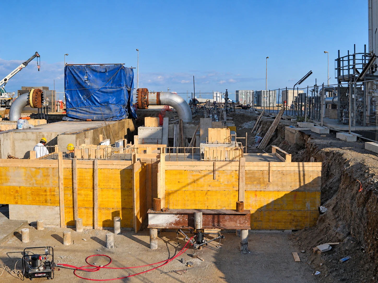 Opere civili e basamenti in costruzione presso la centrale di Messina